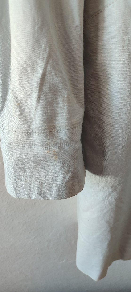 Düğmeli buz maviKeten Midi Trençkot - Görsel 3