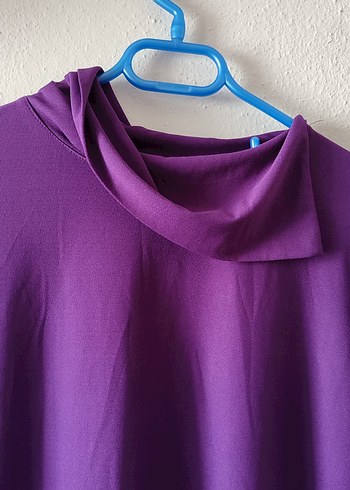 Uzun Mor Kadın Tunik Yüksek Yakalı - Görsel 2