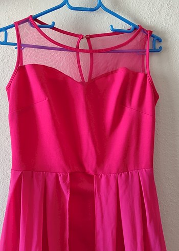 Pembe Straplez Uzun Abiye Elbise - Görsel 3