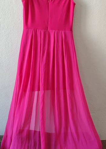 Pembe Straplez Uzun Abiye Elbise - Görsel 5