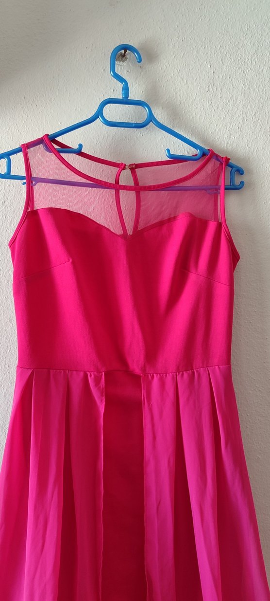 Pembe Straplez Uzun Abiye Elbise - Görsel 3