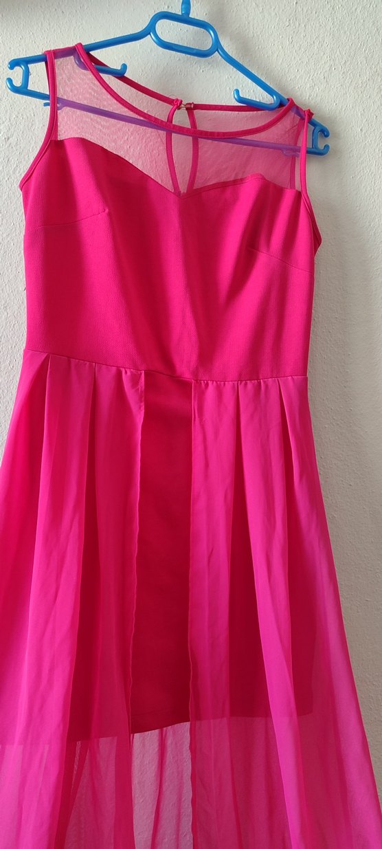 Pembe Straplez Uzun Abiye Elbise - Görsel 2