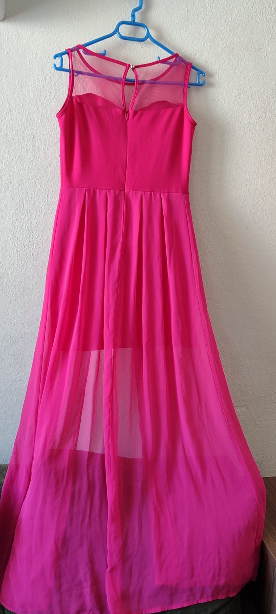 Pembe Straplez Uzun Abiye Elbise - Görsel 5