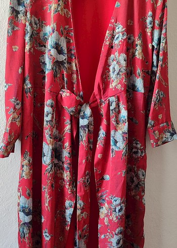 Kırmızı Çiçek Desenli Uzun Bohem Kadın Elbise - Görsel 2