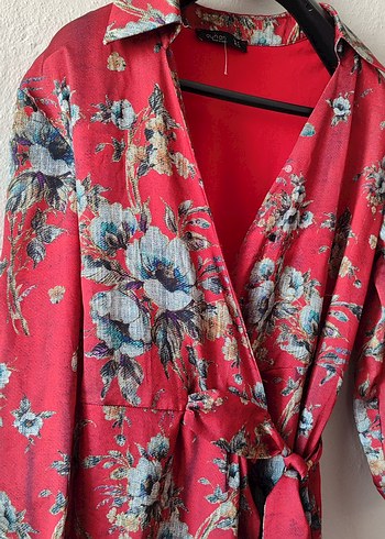 Kırmızı Çiçek Desenli Uzun Bohem Kadın Elbise - Görsel 4