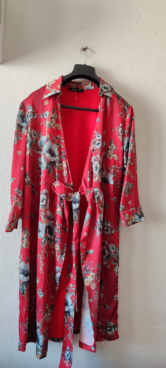 Kırmızı Çiçek Desenli Uzun Bohem Kadın Elbise - Görsel 3