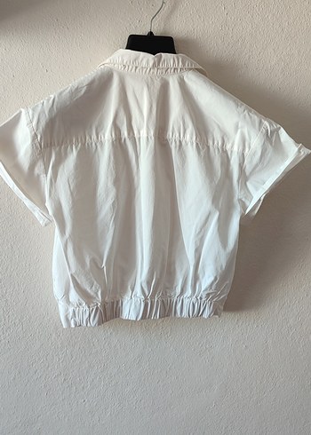 Beyaz Kısa Kollu Keten Gömlek - Görsel 4