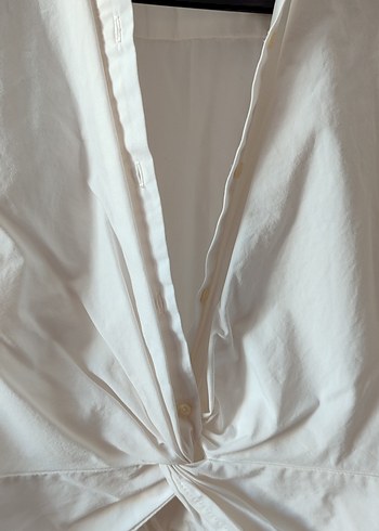 Beyaz Kısa Kollu Keten Gömlek - Görsel 2