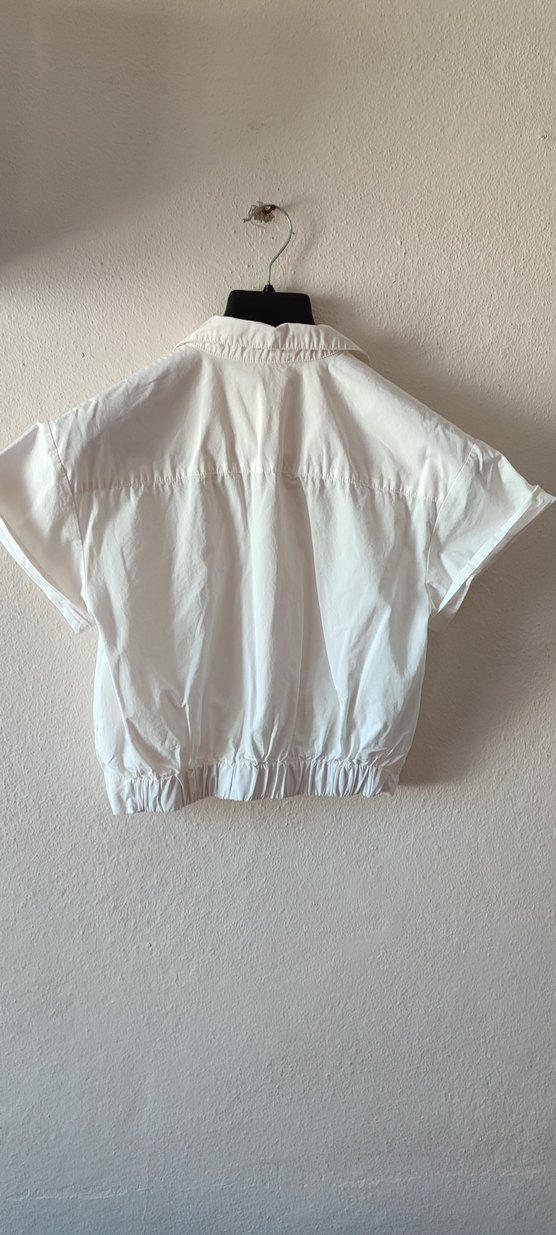 Beyaz Kısa Kollu Keten Gömlek - Görsel 4