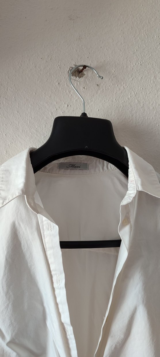 Beyaz Kısa Kollu Keten Gömlek - Görsel 3