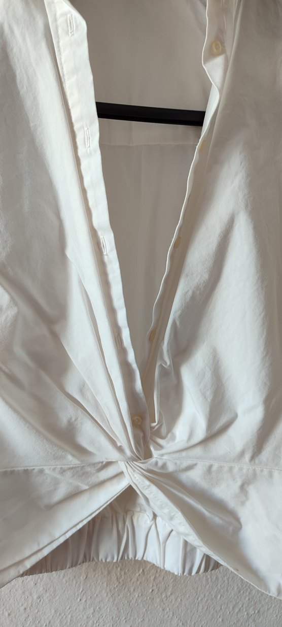 Beyaz Kısa Kollu Keten Gömlek - Görsel 2