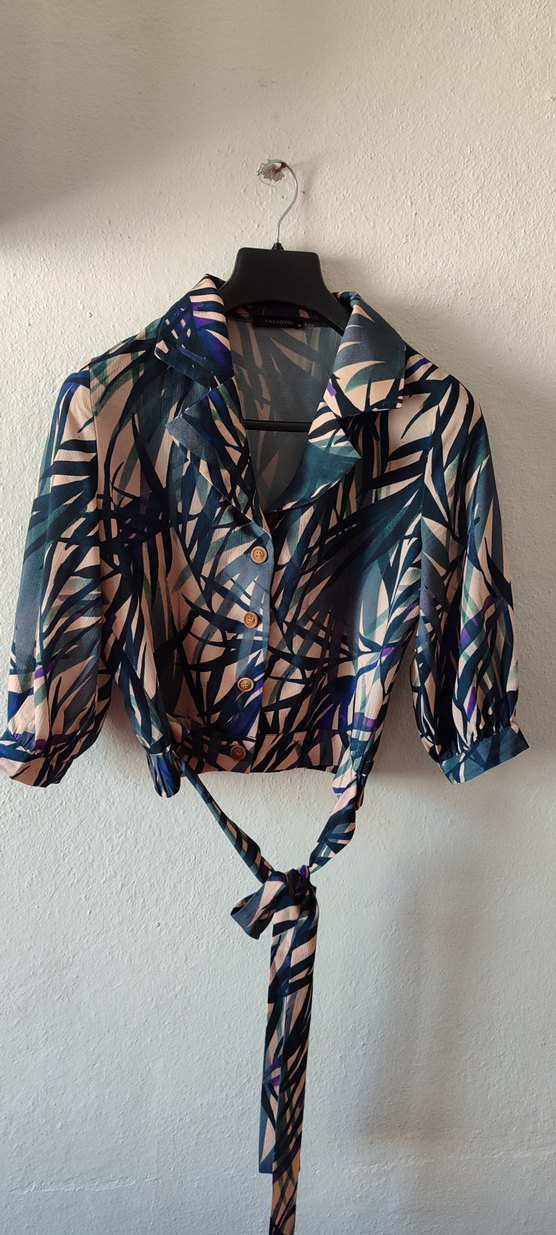 Desenli Mini Kadın Gömlek - Görsel 2