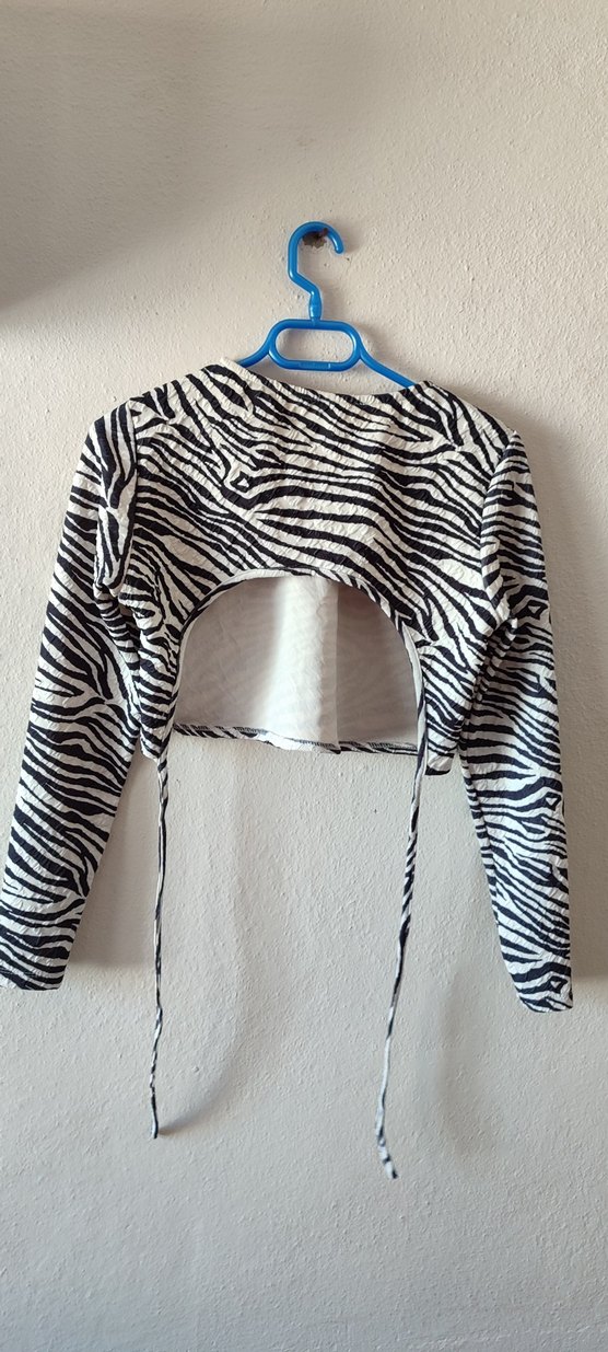 Zebra Desenli Uzun Kollu Kadın Bluz - Görsel 3