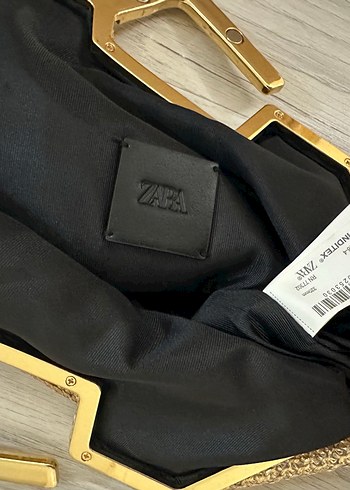 Altın Renkli Kadın Keten Clutch Çanta - Görsel 7