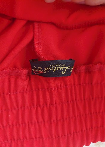 Zara Kemerli Kırmızı Kumaş Pantolon