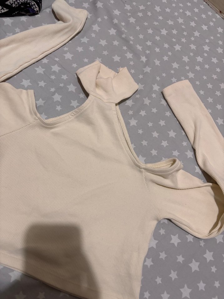 Crop bluz ekru - Görsel 2