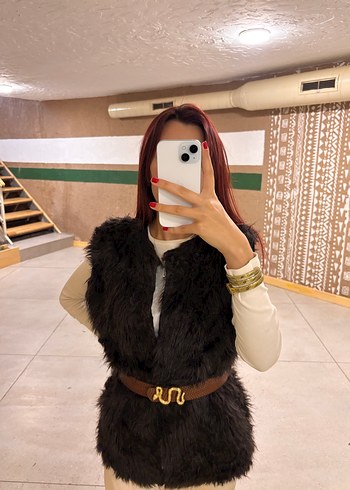 Acı kahve Kürk Yelek - Görsel 2