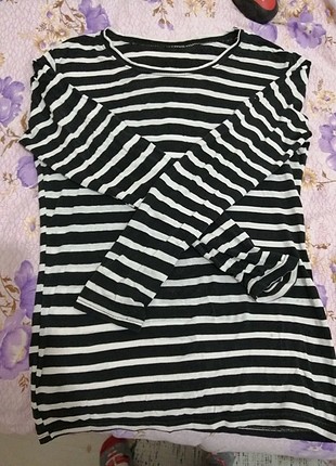 Çizgili badi siyah beyaz penye bluz body buddy bady likra likral