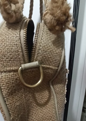 Beden camel Renk Dantel Detaylı Bej Örgü Kadın Çanta