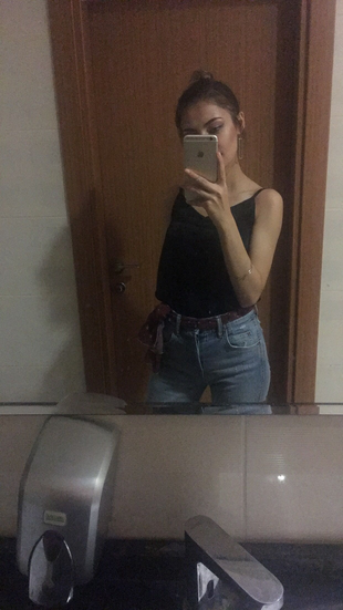 xs Beden siyah Renk Saten askılı