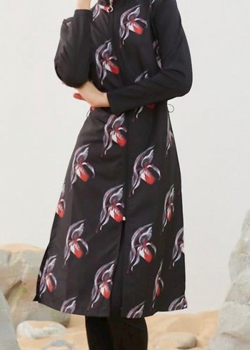 Siyah Baskılı Uzun Haşema