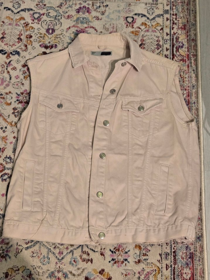 Açık Pembe Kot Yelek - Görsel 2