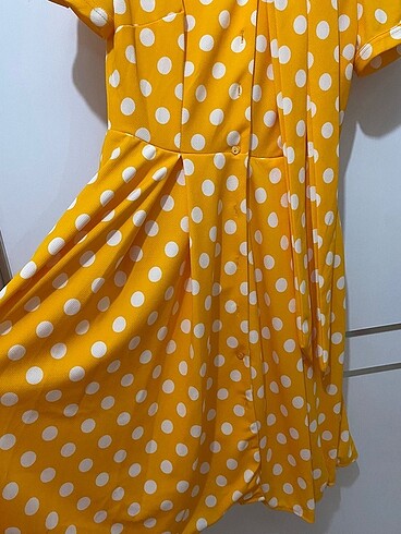 m Beden sarı Renk Etiketli puantiyeli Elbise