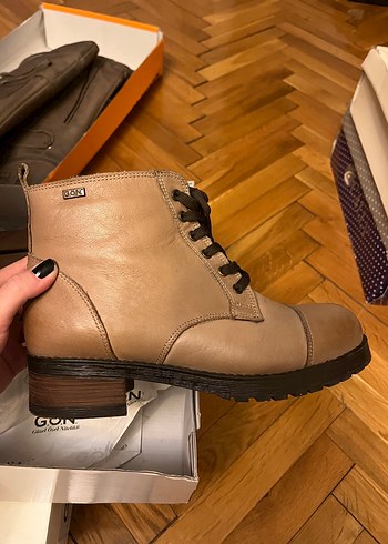 Gön Deri Bej Deri Bagcikli Bilek Bot