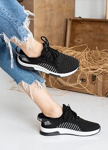 Siyah Triko spor Ayakkabı Sneaker
