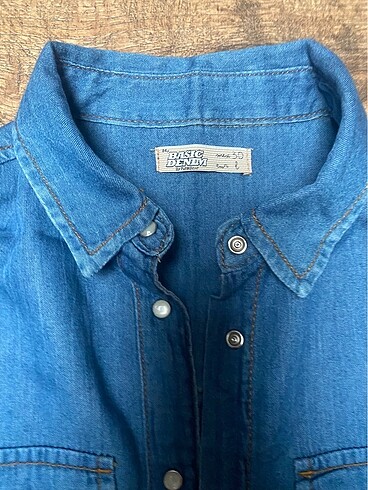 Pull and Bear PULL&BEAR denim gömlek kot gömlek jean uzun kollu