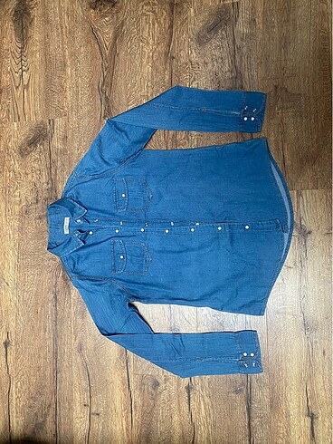 l Beden lacivert Renk PULL&BEAR denim gömlek kot gömlek jean uzun kollu