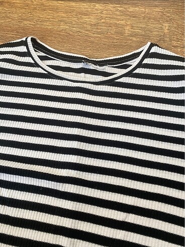 l Beden H&M çizgili şeritli uzun kollu üst zebra kazak
