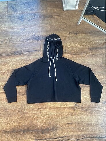 H&M Kapüşonlu sweatshirt kısa kesik sweatshirt