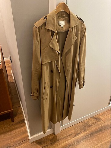 Stradivarius uzun trench kot krem ceket