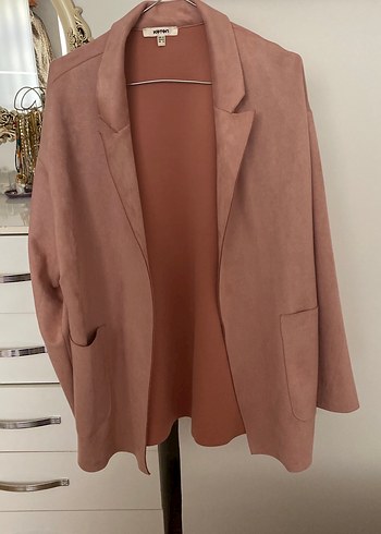 Pembe Süet Kadın Blazer Ceket - Görsel 5