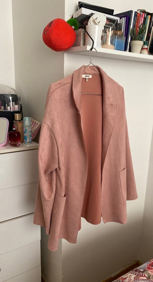 Pembe Süet Kadın Blazer Ceket - Görsel 4