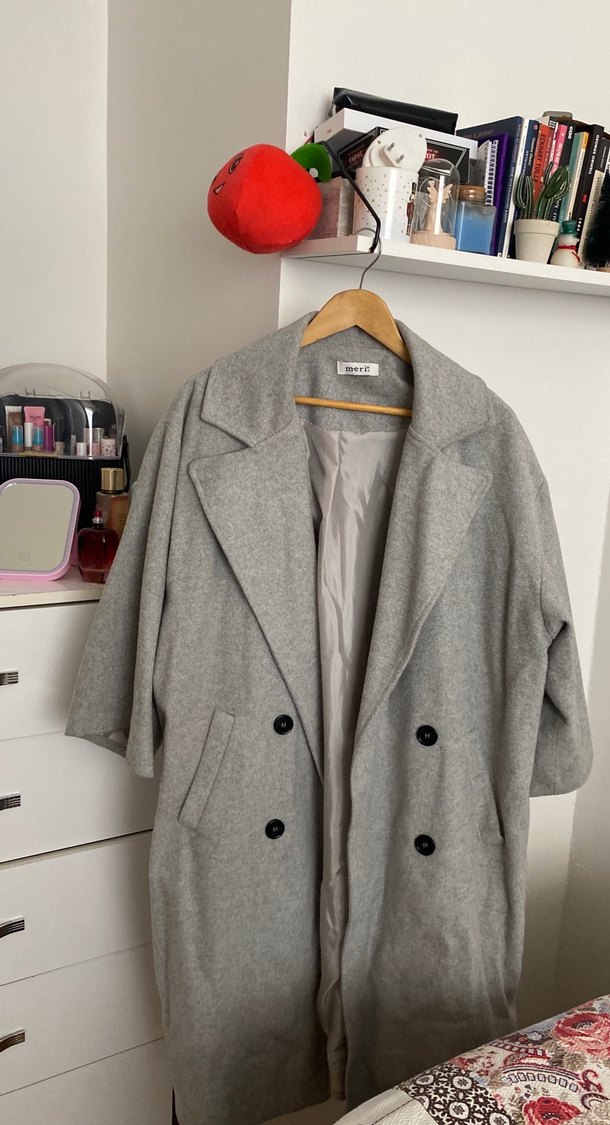 Gri Oversize Kaban - Görsel 2