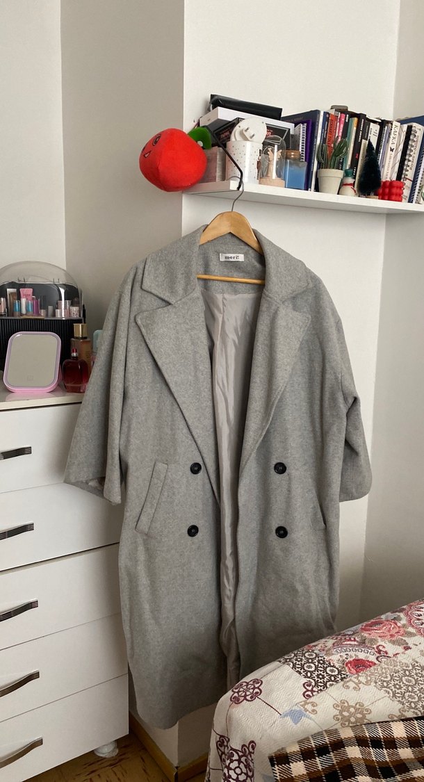 Gri Oversize Kaban - Görsel 3