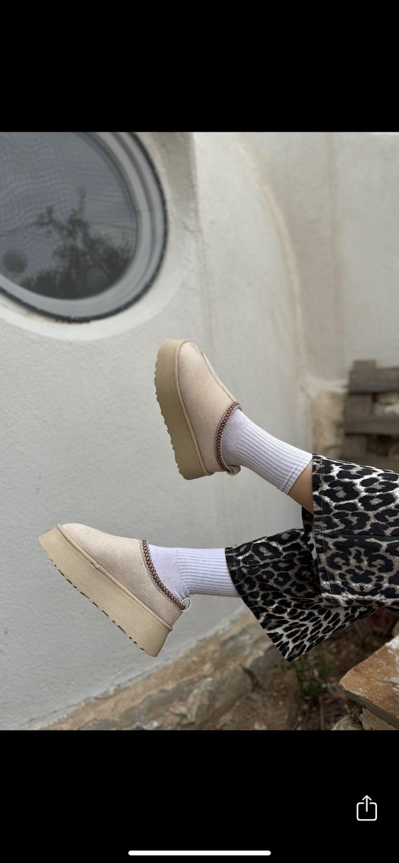 Beyaz Süet Tüylü Platform Topuklu Kadın Terlik - Görsel 2