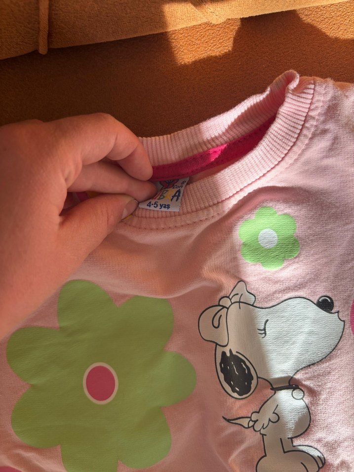 Pembe Çiçekli Uzun Kollu Kız Sweatshirt - Görsel 2