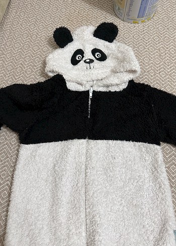 Kürklü Panda Desenli Bebek Tulum - Görsel 2