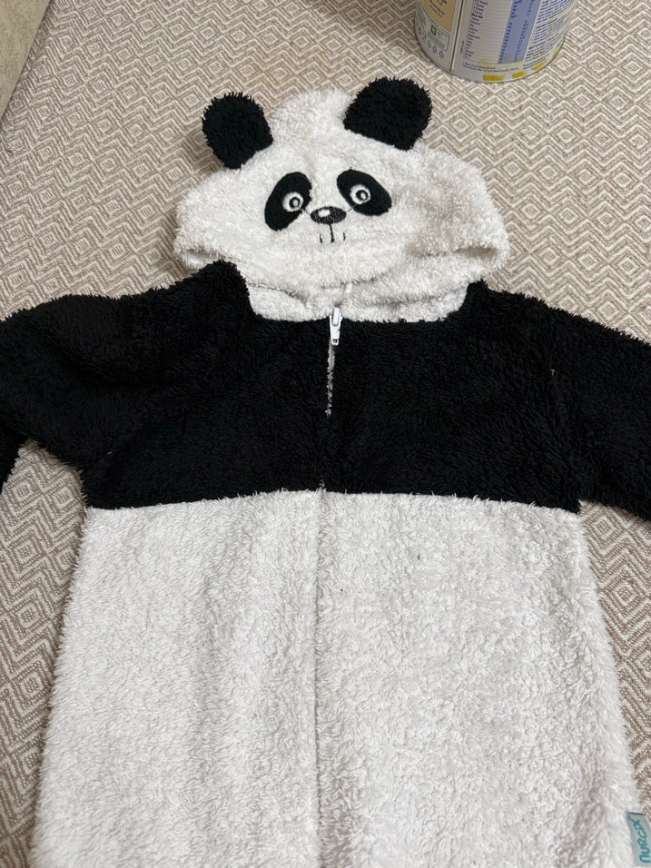 Kürklü Panda Desenli Bebek Tulum - Görsel 2