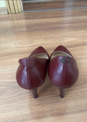 Diğer Bordo Deri Stiletto Kadın Ofis Ayakkabısı