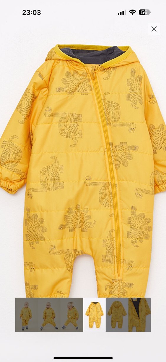 LCW Baby Kapüşonlu Sarı Astronot Mont - Görsel 2