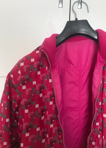 Defacto Çift Taraflı Pembe Desenli Kadın Yağmurluk Ceket - Görsel 5