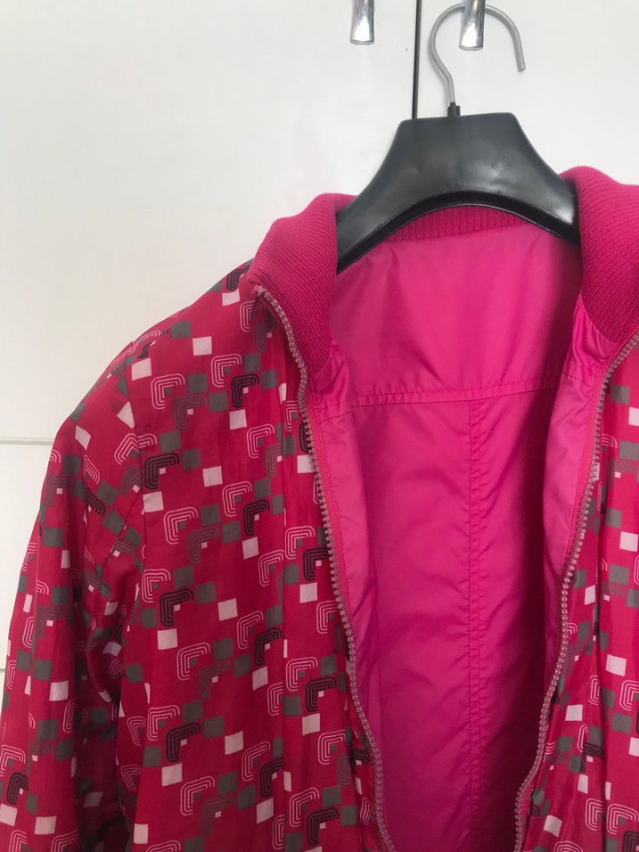 Defacto Çift Taraflı Pembe Desenli Kadın Yağmurluk Ceket - Görsel 5