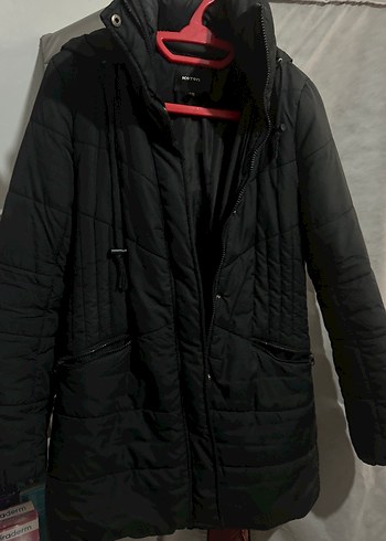 Siyah Kadın Midi Street Wear Mont