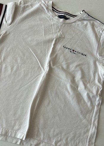 Tommy Hilfiger Erkek Çocuk Keten Beyaz Tişört