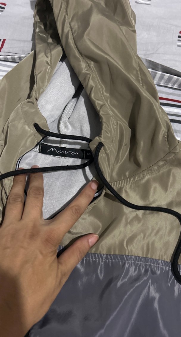 Gri Kapüşonlu Uzun Street Wear Yağmurluk - Görsel 2