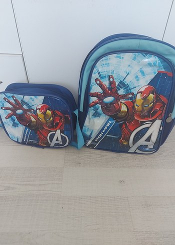 Mavi Iron Man Çocuk Okul Çantası Seti